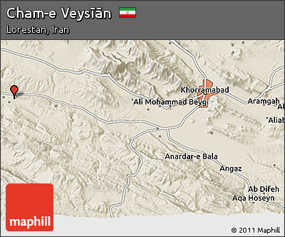 Shaded Relief 3D Map of Cham-e Veysīān