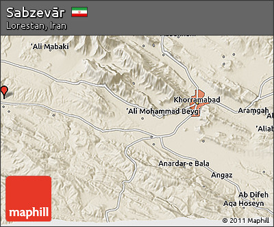 Shaded Relief 3D Map of Sabzevār