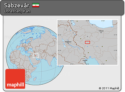 Gray Location Map of Sabzevār