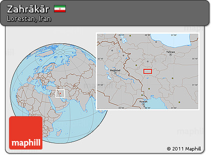 Gray Location Map of Zahrākār