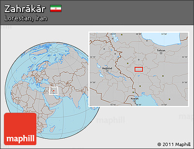 Gray Location Map of Zahrākār