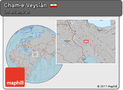 Gray Location Map of Cham-e Veysīān, hill shading