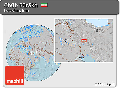 Gray Location Map of Chūb Sūrākh, hill shading