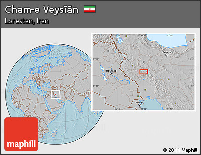 Gray Location Map of Cham-e Veysīān, hill shading