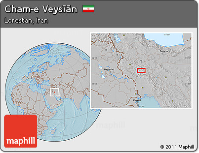 Gray Location Map of Cham-e Veysīān, hill shading