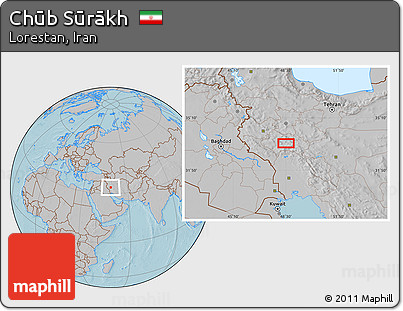 Gray Location Map of Chūb Sūrākh, hill shading