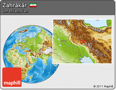 Physical Location Map of Zahrākār