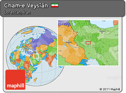 Political Location Map of Cham-e Veysīān