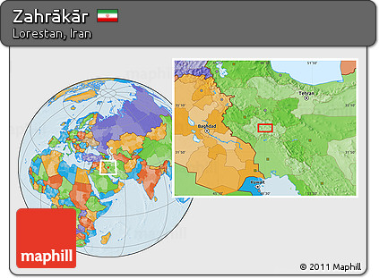 Political Location Map of Zahrākār