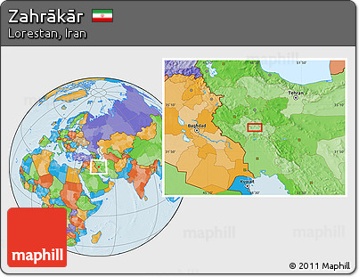 Political Location Map of Zahrākār