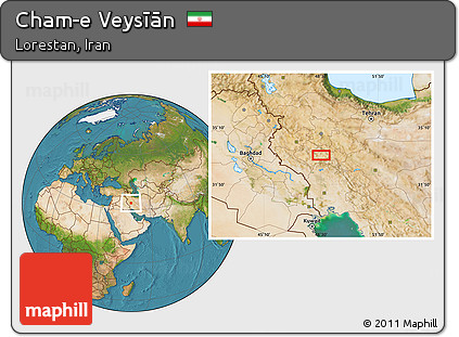 Satellite Location Map of Cham-e Veysīān
