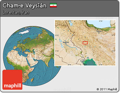 Satellite Location Map of Cham-e Veysīān