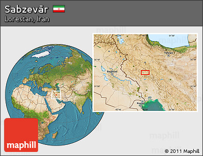Satellite Location Map of Sabzevār