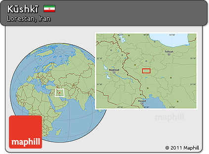 Savanna Style Location Map of Kūshkī