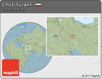 Savanna Style Location Map of Chūb Sūrākh, hill shading