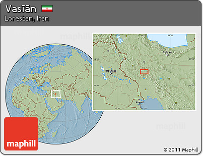 Savanna Style Location Map of Vasīān, hill shading