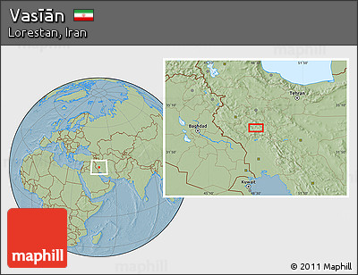 Savanna Style Location Map of Vasīān, hill shading