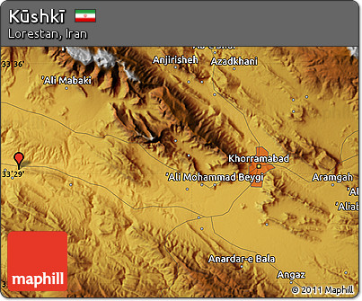 Physical Map of Kūshkī