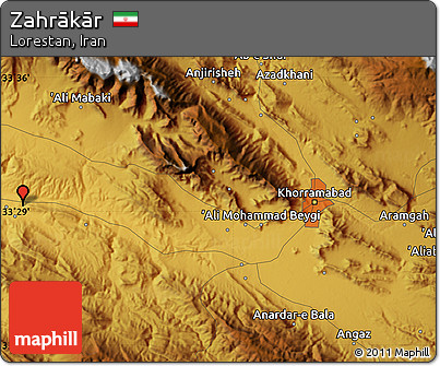 Physical Map of Zahrākār