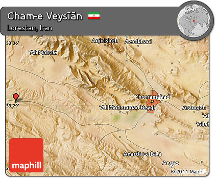 Satellite Map of Cham-e Veysīān