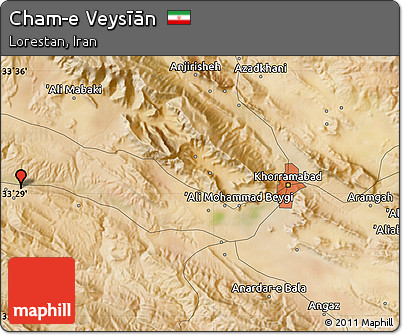 Satellite Map of Cham-e Veysīān