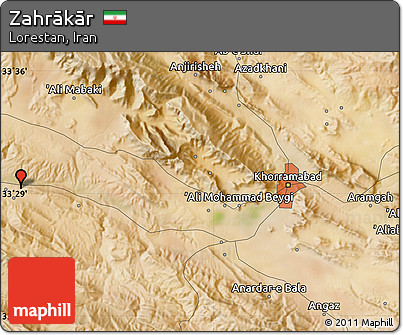 Satellite Map of Zahrākār