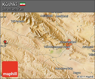 Satellite Map of Kūshkī