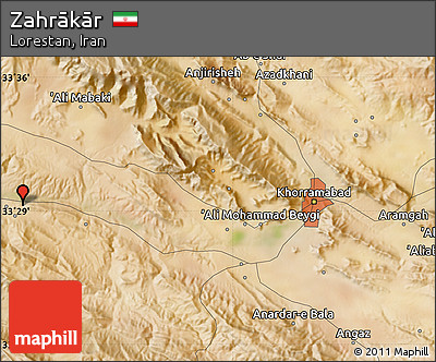 Satellite Map of Zahrākār