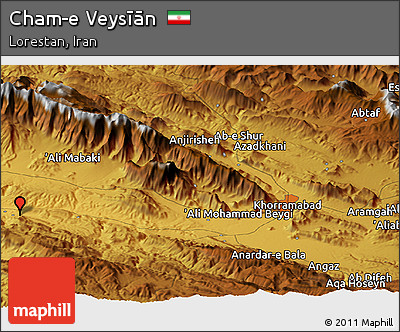 Physical Panoramic Map of Cham-e Veysīān