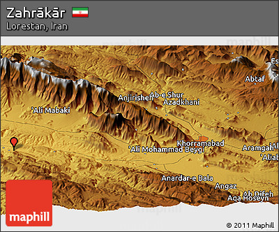 Physical Panoramic Map of Zahrākār