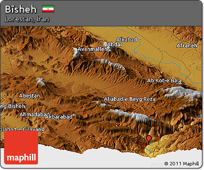 Physical Panoramic Map of Bīsheh