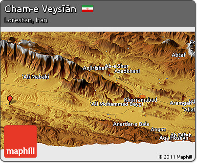 Physical Panoramic Map of Cham-e Veysīān