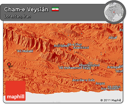 Political Panoramic Map of Cham-e Veysīān