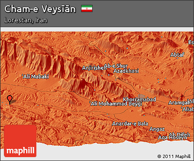 Political Panoramic Map of Cham-e Veysīān