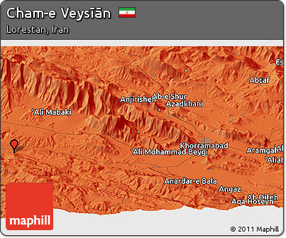 Political Panoramic Map of Cham-e Veysīān
