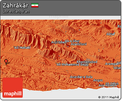 Political Panoramic Map of Zahrākār