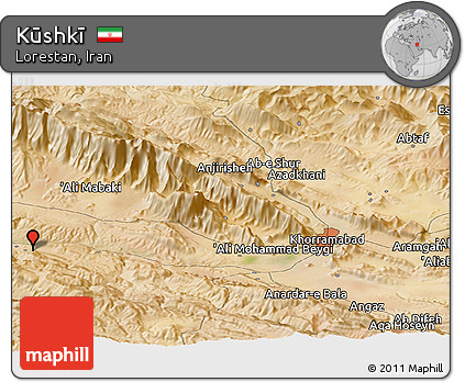 Satellite Panoramic Map of Kūshkī