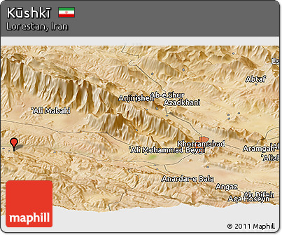 Satellite Panoramic Map of Kūshkī