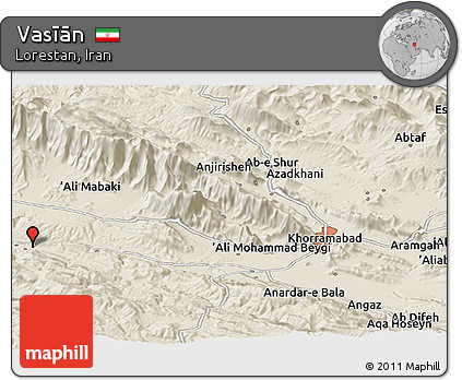 Shaded Relief Panoramic Map of Vasīān
