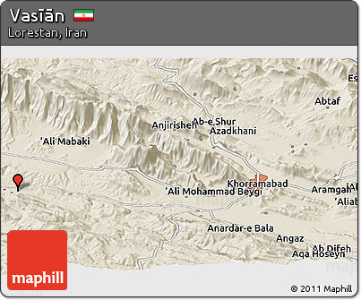 Shaded Relief Panoramic Map of Vasīān