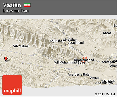 Shaded Relief Panoramic Map of Vasīān