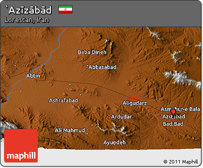 Physical 3D Map of `Azīzābād