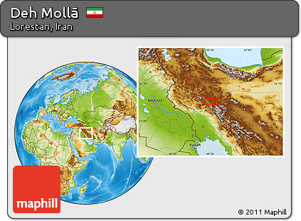 Physical Location Map of Deh Mollā