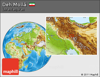 Physical Location Map of Deh Mollā