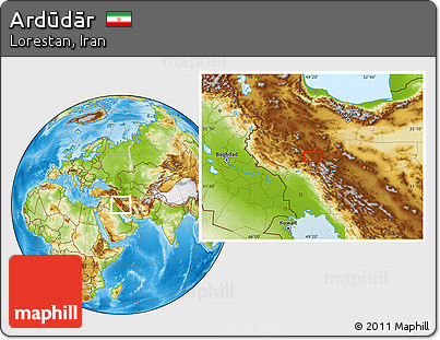 Physical Location Map of Ardūdār