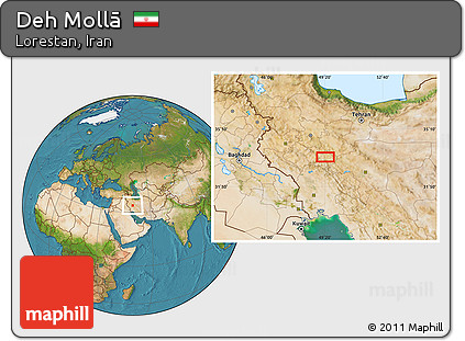 Satellite Location Map of Deh Mollā