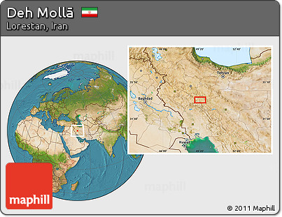 Satellite Location Map of Deh Mollā