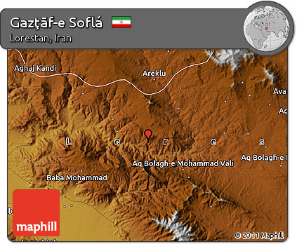 Physical Map of Gazţāf-e Soflá