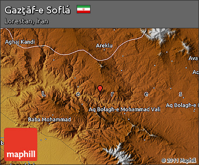 Physical Map of Gazţāf-e Soflá
