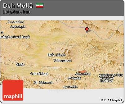 Satellite Panoramic Map of Deh Mollā